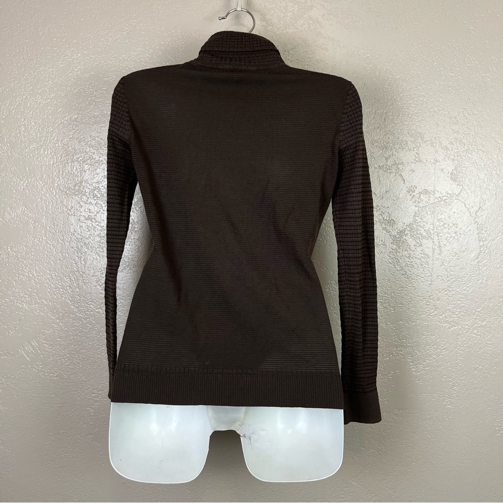 5 for $30 Etcétera women long sleeve turtleneck brown stretch blouse size M - Picture 4 of 14